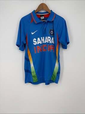Nike Blue India Cricket Jersey with Tricolor Panels Size Large